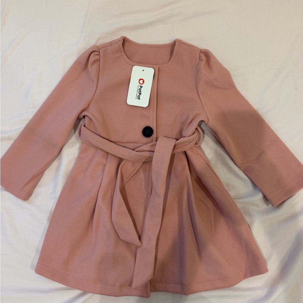 PatPat Blush Pink Kids Coat with Belt